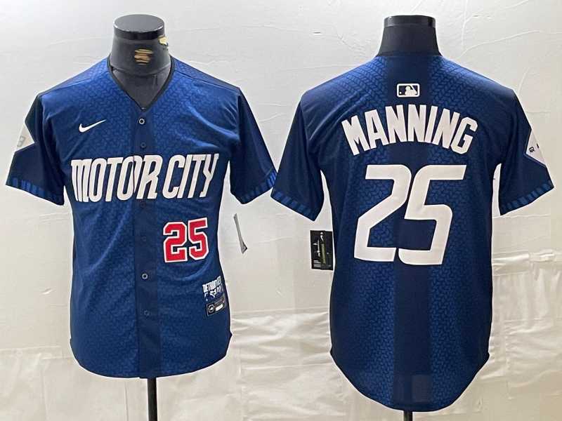 Mens Detroit Tigers #25 Matt Manning Number 2024 Navy City Connect Cool Base Limited Stitched Jersey